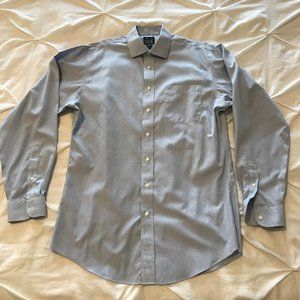 Joseph A. Bank Travelers Long Sleeve Men's Dress Shirt Blue White Black 16 36